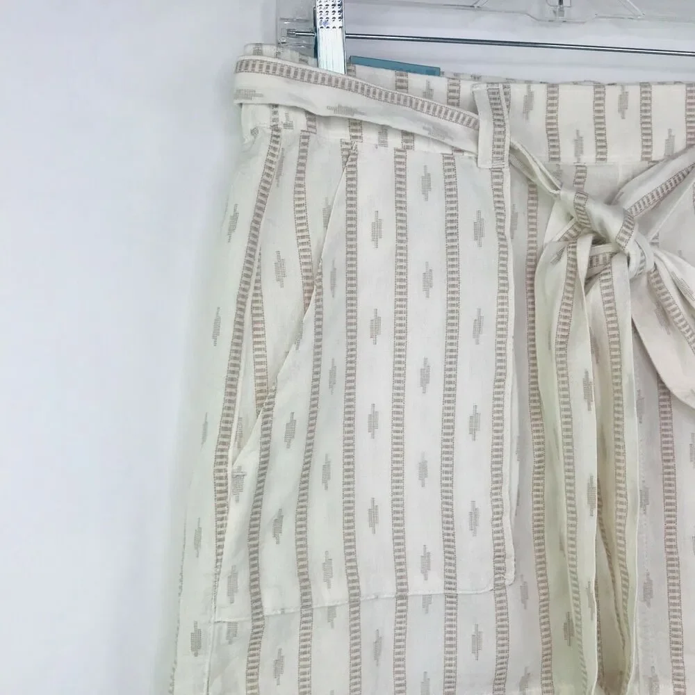 Old Navy  Skirt Women Size Large Woven Tie White Belted Cotton A-line Boho